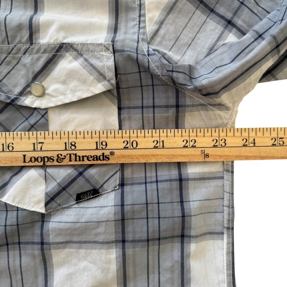 Coastal Clothing XL‎ Blue Plaid Short Sleeve Pearl Snaps Men's Western Shirt - Picture 4 of 10